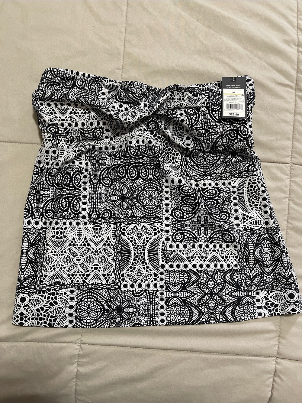 Mossimo Supply Co. Black and White Patchwork Mini Skirt
